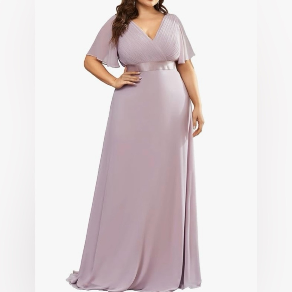 Beautiful Plus Size Double V Neck Formal Gown